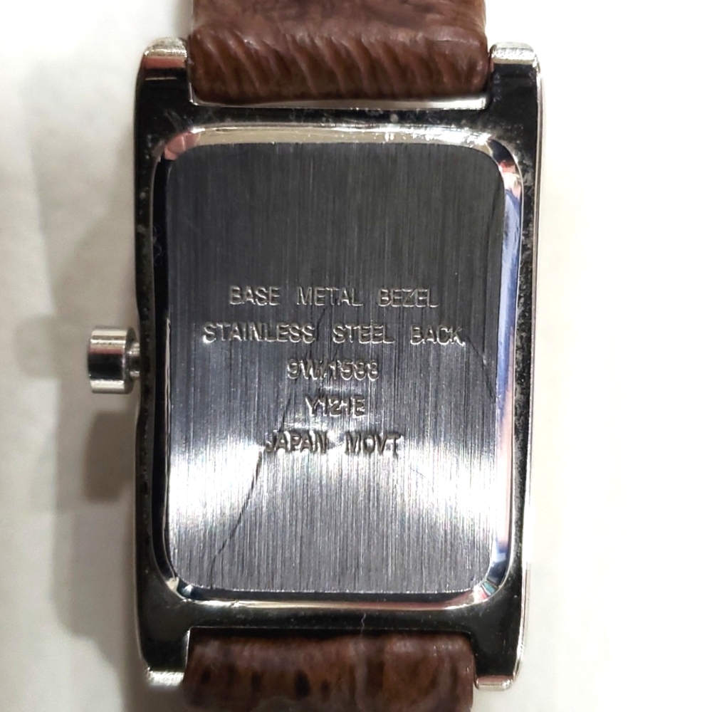 Nine West Watch Rectangular Silvertone Brown Tool… - image 4